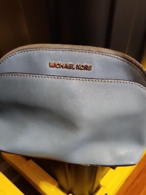 Michael Kors Light Blue Leather Crossbody with Chain Accent